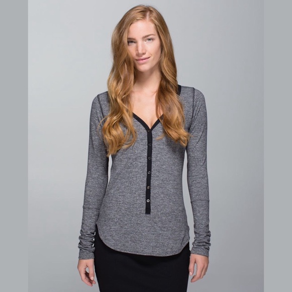 lululemon athletica Tops - Lululemon Awesoma Henley in Heathered Grey